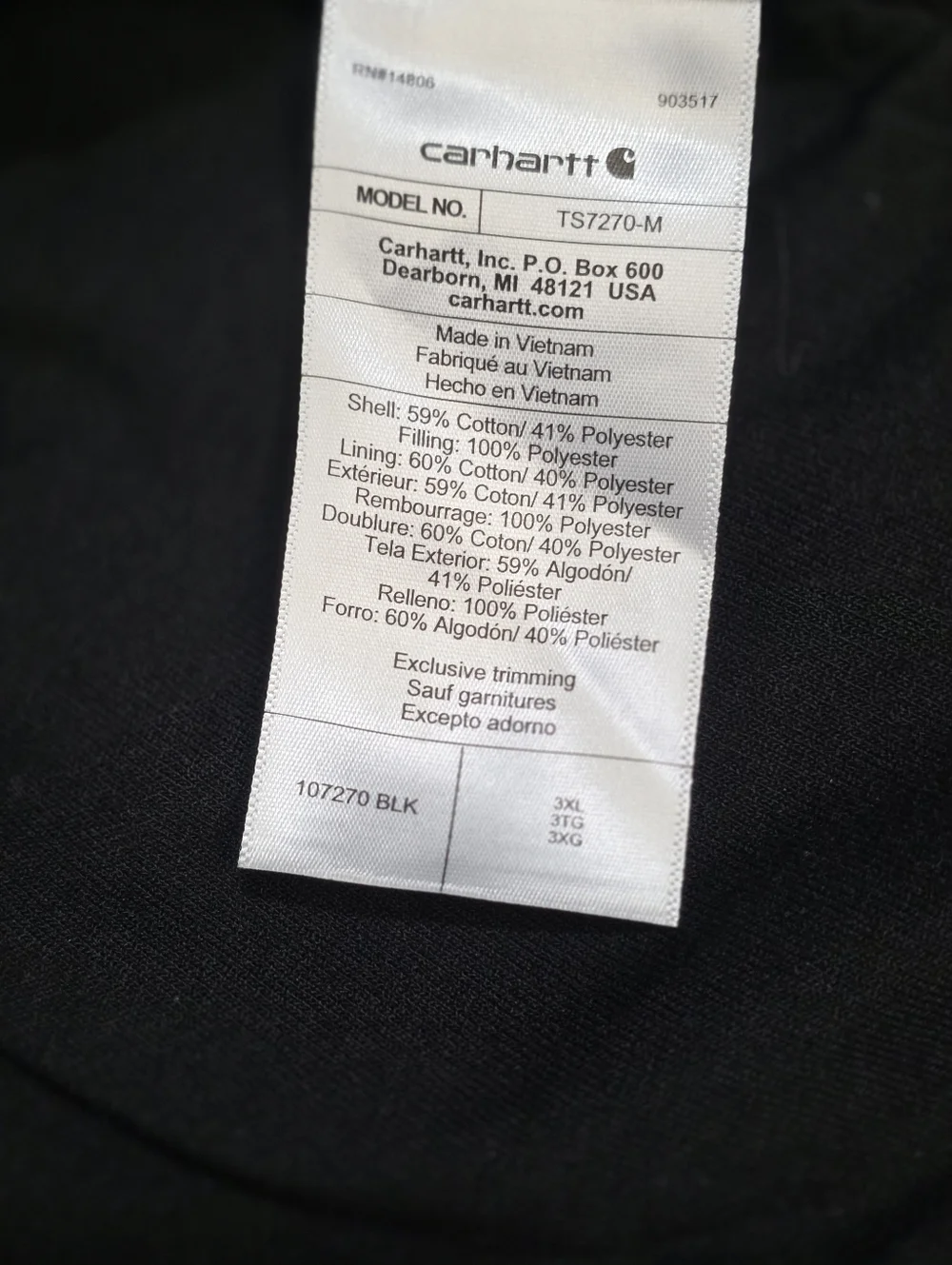 Carhartt Rain Defender Loose Fit Heavyweight Quilted Snap Front Shirt Jacket 3XL